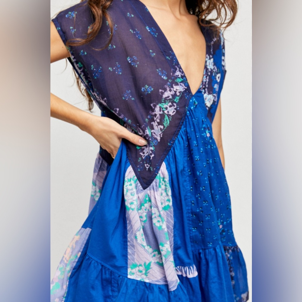 NWT Free People Mended with Scarves Mini Dress in Dark Combo - Size L - *Read* - Picture 3 of 4